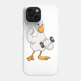 Duck at Bodybuilding with Dumbbell Phone Case