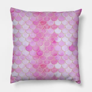 Pink Pearlescent & Gold Mermaid Scale Pattern Pillow