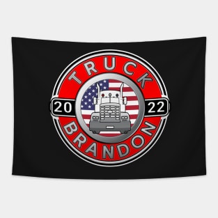 TRUCK BRANDON FREEDOM CONVOY  - USA FREEDOM CONVOY 2022 RED ROUND SILVER GRAY LETTERS Tapestry