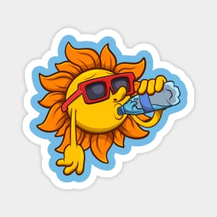 Cool Sun Character Drinking Water Magnet