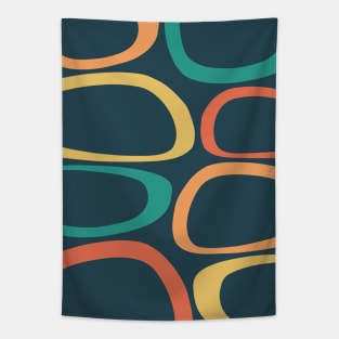 Mid Century Modern Abstract Yellow, Orange, Teal Tapestry