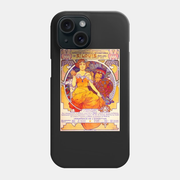 "1904 St. Louis World's Fair Poster" by Alphonse Mucha (1903) TECHNICOLOR REMASTERED Phone Case by FineArtMaster