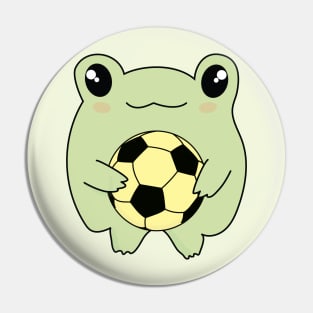 Kawaii Frog Loves Soccer Pin