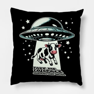 Alien Invasion For Cow Pillow