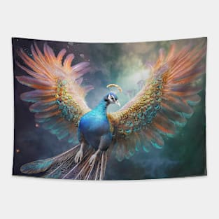 Peacock in Flight 03 Tapestry