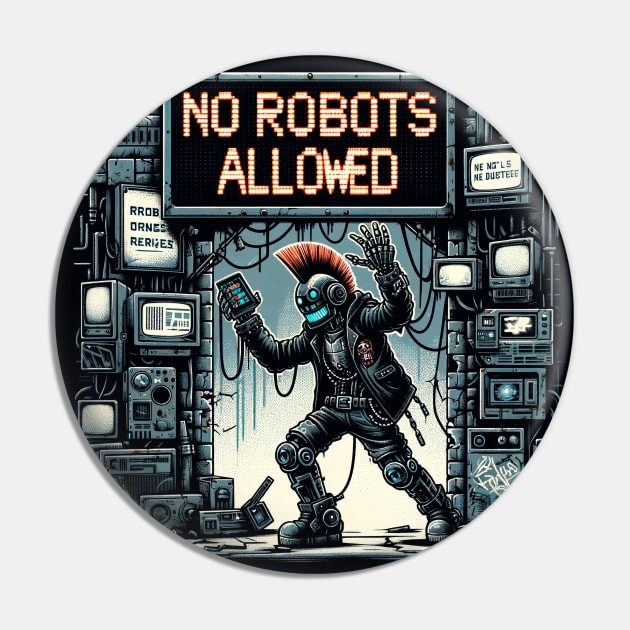 AI uprising: No Robots Allowed Pin by Doming_Designs