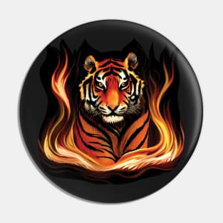 Tiger Walking Through Fire Pin