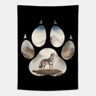 Wolf art, outdoor, mountain, canine dog paw print, animals lovers, wolf lovers Tapestry