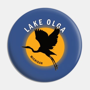 Lake Olga in Michigan Heron Sunrise Pin