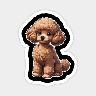Cartoon Poodle  Curly-Haired Dog with Red Collar for Animal Lovers Magnet