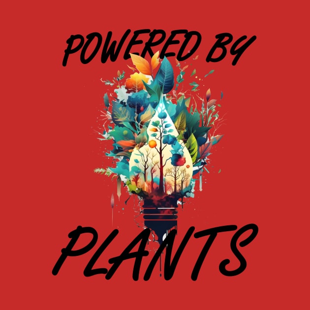 Light up your wardrobe with our 'Powered by Plants' tee! Featuring a vibrant illustration of plants and a powerful message for the vegan community by ZoChi-Creations