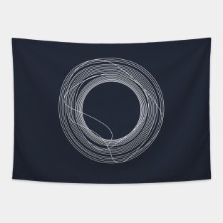 White Flowing Tangled Circles Tapestry