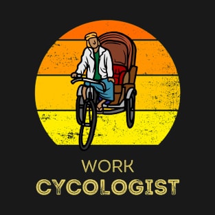 Work Cycologist Retro Sunset Cycling T-Shirt