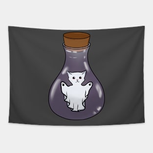 Ghost Cat Spirit In A Witches Jar Tapestry