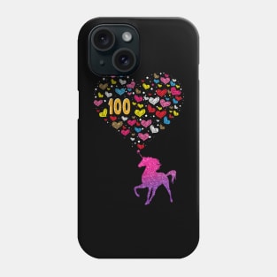 100 Days of School Unicorn Girls Teacher 100th Day of School Phone Case