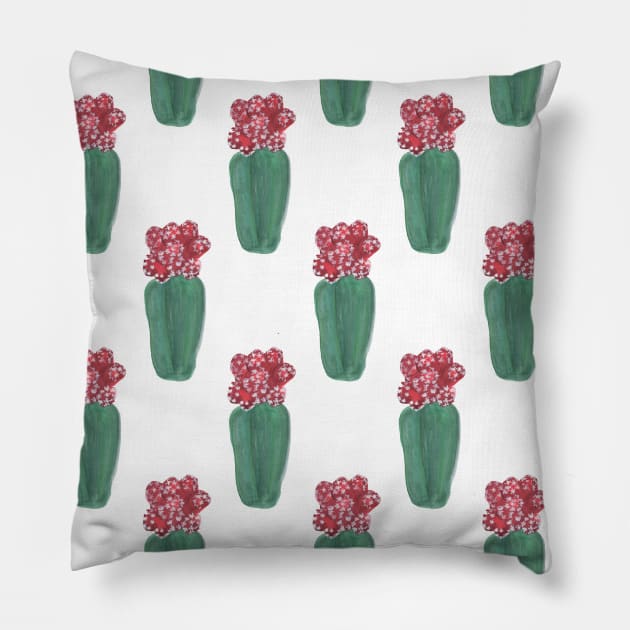 Watercolor Cactus Neck Gator Red Cactus Flower Pillow by DANPUBLIC