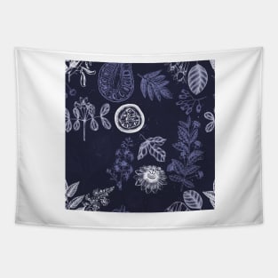 Botanical blue china Tapestry