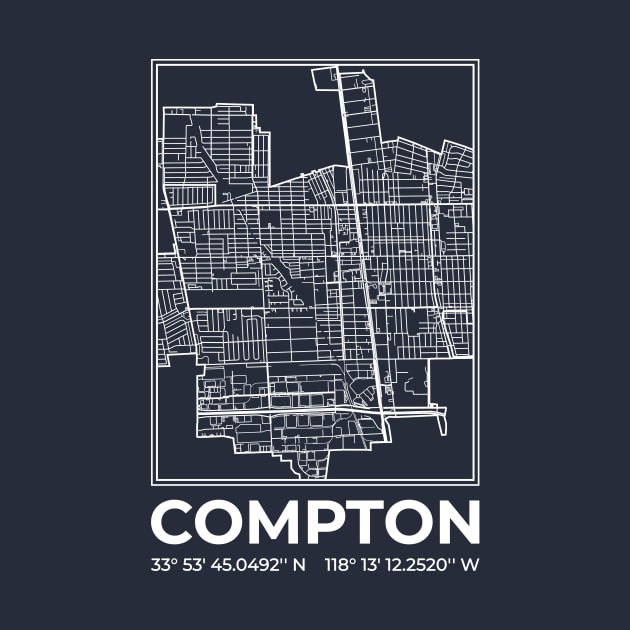 Compton minimalist map (white edition) by R4Design