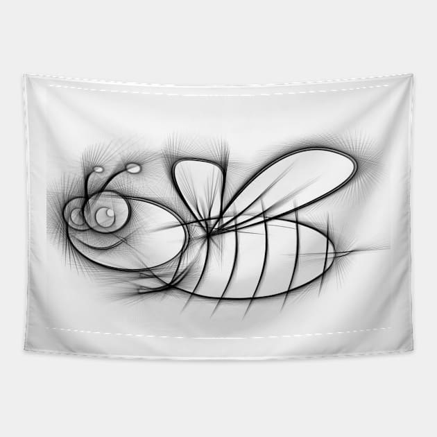 Line Drawing Honey Bee Tapestry by Hudkins