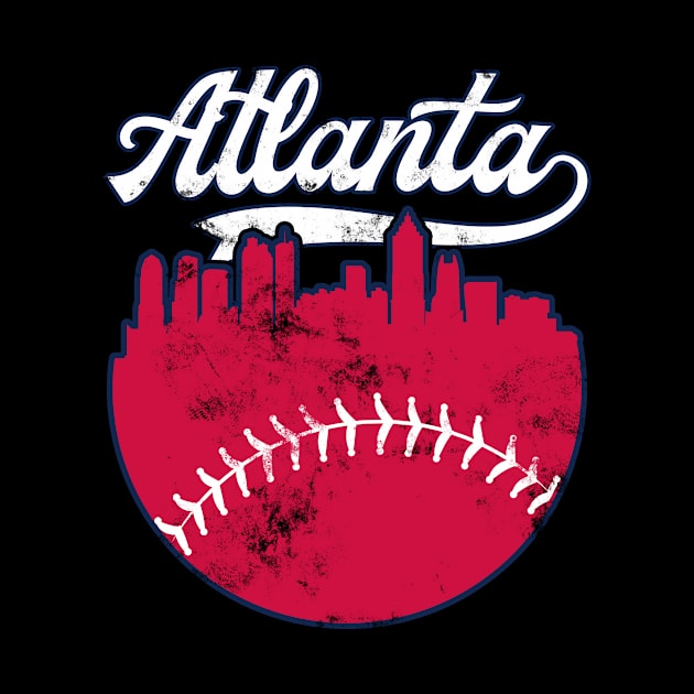 Atlanta GA Baseball Skyline  Vintage Retro graphic by Bluebird Moon