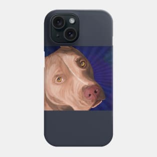 Red Nose Pit Bull Painted on Blue Background Phone Case