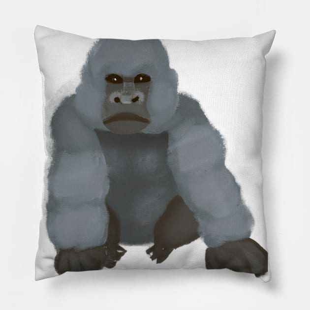 Cute Gorilla Drawing Pillow by Play Zoo