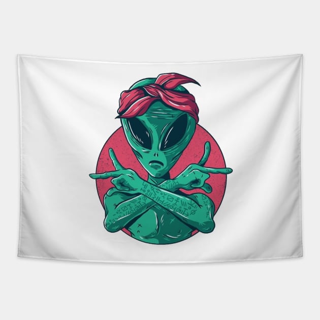 Gangsta Alien Tapestry by OldSchoolRetro