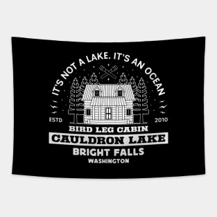 Cauldron Lake Cabin Emblem Tapestry