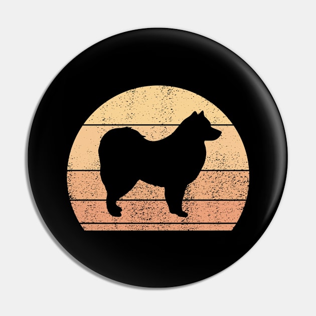 Retro Sunset Finnish Lapphund Pin by Shirtjaeger