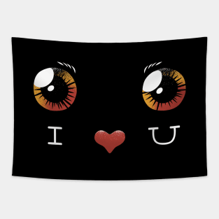 I Love You Black Cat Face by Tobe Fonseca Tapestry