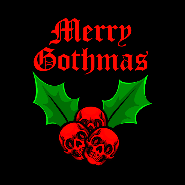 Merry Gothmas. Goth Christmas Skulls & Holly by HalfCat