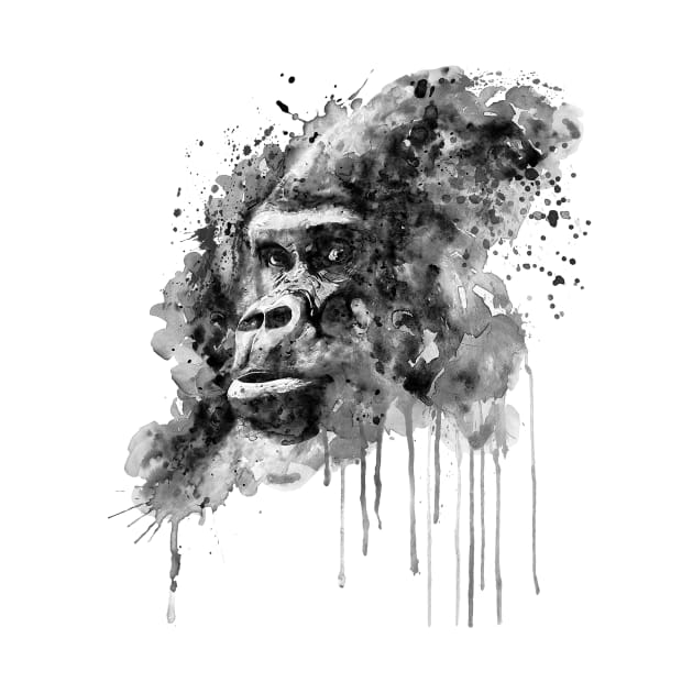 Powerful Gorilla Black and White by Marian Voicu