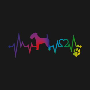 Lakeland Terrier Colorful Heartbeat, Heart & Dog Paw T-Shirt