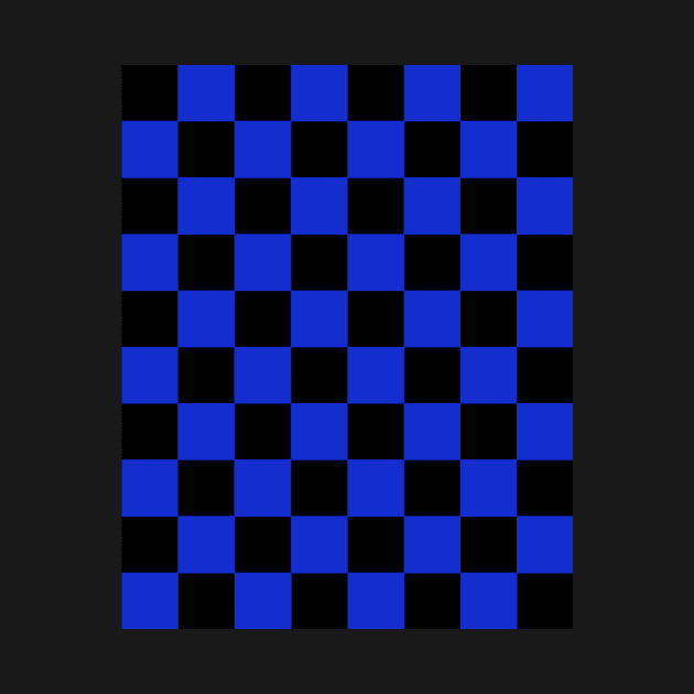 Medium Blue and Black Chessboard Pattern by californiapattern 