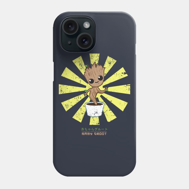 Baby Groot Retro Japanese Guardians Of The Galaxy Phone Case by Nova5