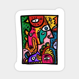 Colorful Graffiti  Dancing Creatures Magnet