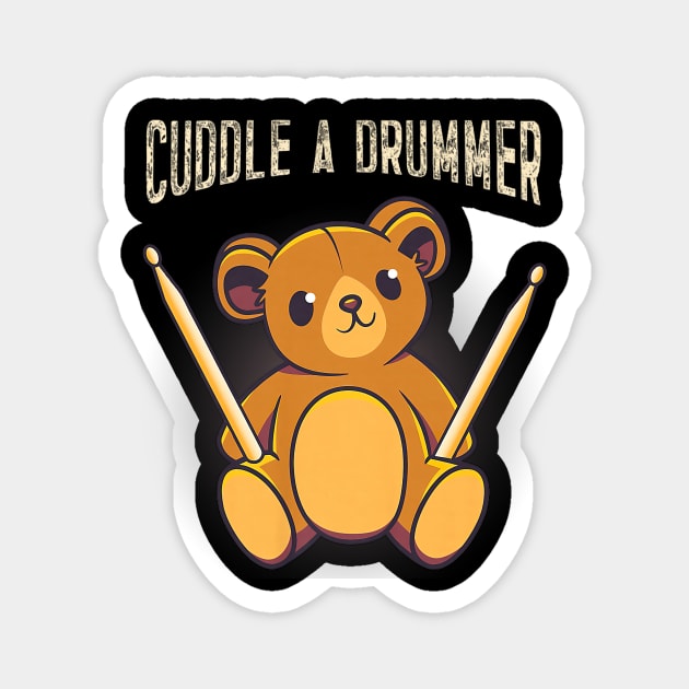 Cute Drummer Bear Drum Set Drumming Magnet by yangho