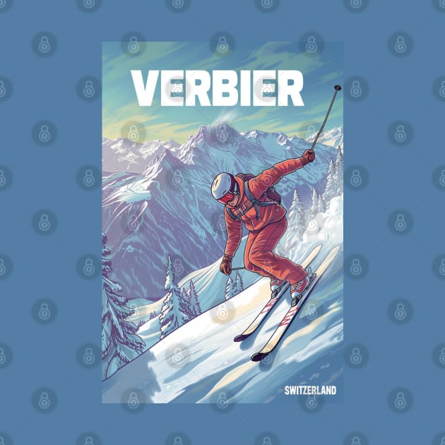 Verbier Switzerland Ski by Studio Red Koala