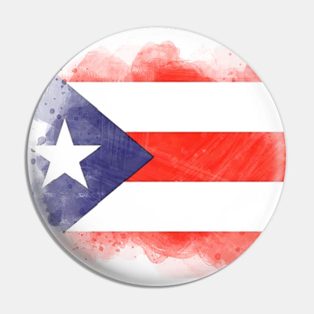 Puerto Rican watercolor flag Pin by Mig's Design Shop