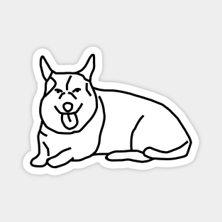 Tongue Out Tuesday Dog Corgi Minimal Line Drawing Magnet