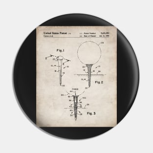 Golf Tee Patent - Golfing Fan Golfer Gift Art - Antique Pin