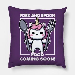 Fork And Spoon Food Coming Soon: Funny Unicorn Pillow