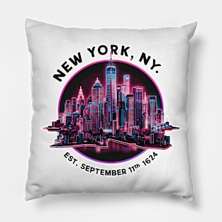 New York city, New York Souvenir Vintage Nostalgic Cityscape tee Pillow