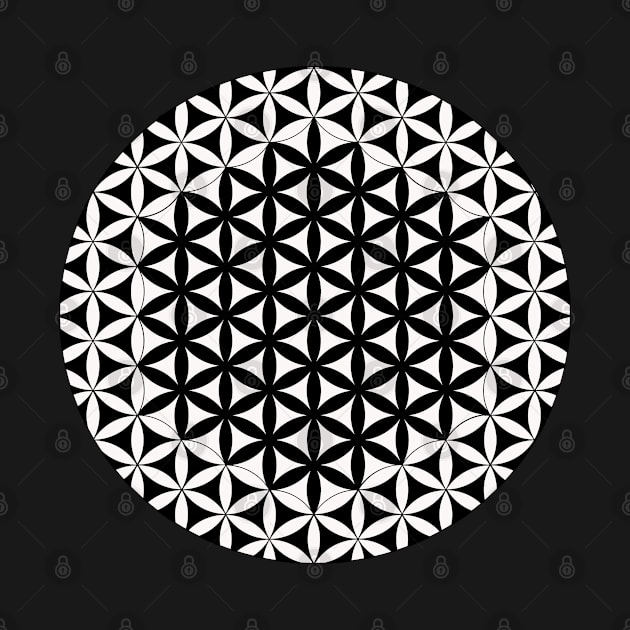 Flower Of Life Mandala Black and White by dcveta