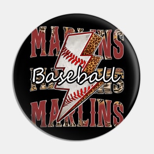 Graphic Baseball Marlins Proud Name Team Vintage Pin