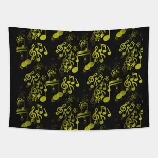 Gold music notes Tapestry