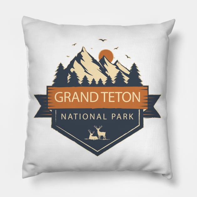 Grand Teton National Park Pillow by roamfree