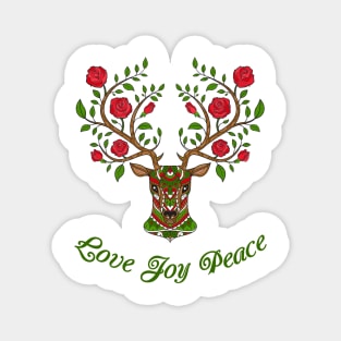 Elegant Christmas Deer With Roses Magnet