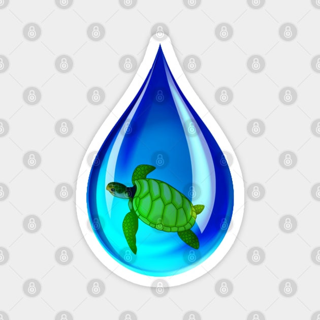 Water Drop and Turtle Magnet by HolidayBug