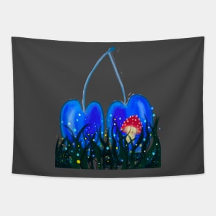 Blue Cheri Mushroom Tapestry